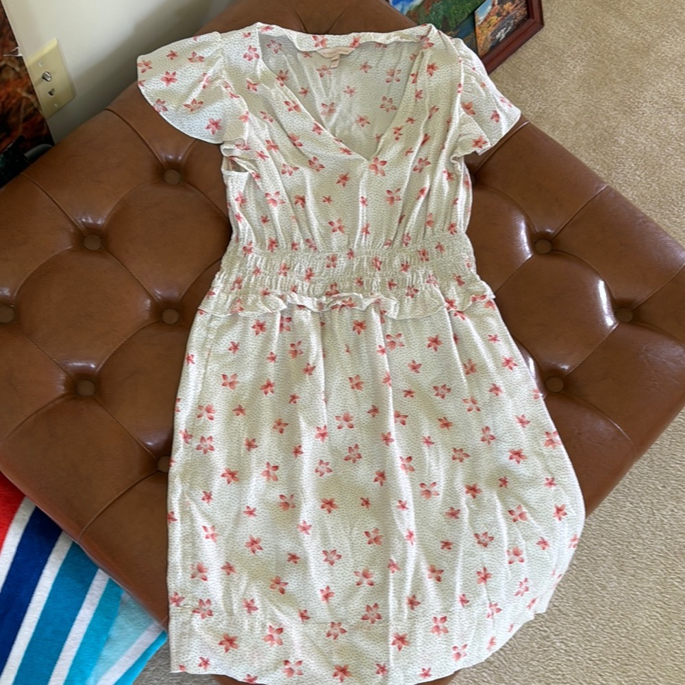 Rebecca Taylor Floral V-Neck Dress - White and Pink